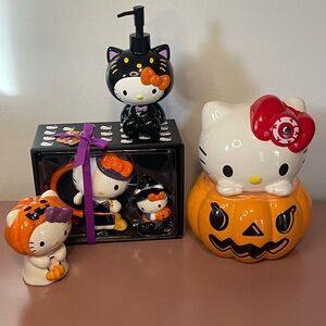 Hello Kitty Halloween Ceramic Bundle Of 5 NEW Coffee Mug Cookie Jar Soap Disp.